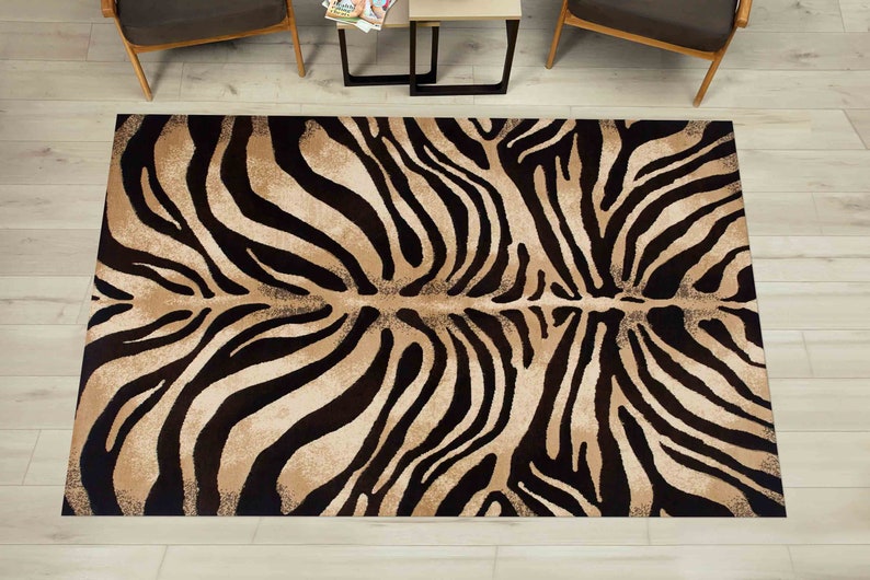 Zebra Rug, Zebra Pattern Rugs, Black Rugs, Modern Rugs, Salon Decor Rug, Hallway Rug, Cool Rug, Wall Hanging Rug, Bridesmaid Gift, image 2