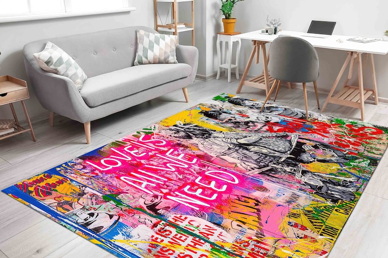 Entryway Rugs Kitchen Rug Street Graffiti Rug Graffiti - Etsy