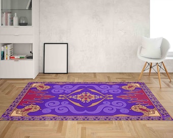 Large Rug, Dining Room Rug, Modern Rug, Rug, Salon Rug, Office Rug, Aladdin&#39;s Rug, Purple Rugs, Wedding Rugs, 3D Printed Rugs, Kids Room Rug