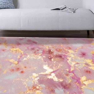Pink Marble Rugs, Pink Rugs, Pink and Gold Marble Rug, Decorative Rugs, Personalized Gifts Rugs, Alcohol Ink Rug, Corridor Rug, Marble Rug, image 3