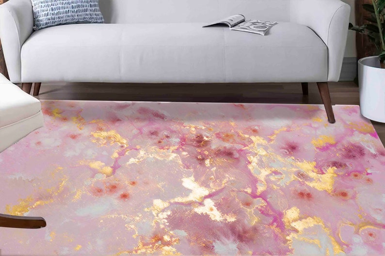 Pink Marble Rugs, Pink Rugs, Pink and Gold Marble Rug, Decorative Rugs, Personalized Gifts Rugs, Alcohol Ink Rug, Corridor Rug, Marble Rug, image 3