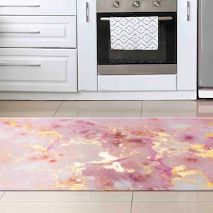 Pink Marble Rugs, Pink Rugs, Pink and Gold Marble Rug, Decorative Rugs, Personalized Gifts Rugs, Alcohol Ink Rug, Corridor Rug, Marble Rug, image 2