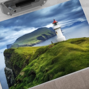 Sea Scenery Rug, Landscape Rugs, Door Mat Rug, Custom Rug, Sea View, Rugs, Mykines Lighthouse Faroe Islands Rug, Non Slip Rug, Farmhouse Rug