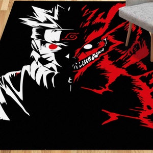 Stair Rug, Black Rugs, Gift For Him Rug, Modern Rugs, Machine Washable Rug, Hallway Rugs, Manga Rugs, Anime Rug, Rug, Kitchen Rugs, Red Rug,