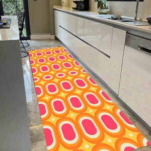Retro Rugs, 70s Rug, Orange Rugs, Modern Rugs, Office Rug, Customs Rug, Pink Rug, Hallway Rug, Machine Washable Rug, Personalized Rug, image 4