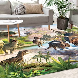 Dinosaur Rugs, Dino Rug, Boy Room Rug, Children Rugs, Gift For Him, Thin Rug, Bedroom Rug, Housewarming Gift, Nursery Rug, Accent Rug,