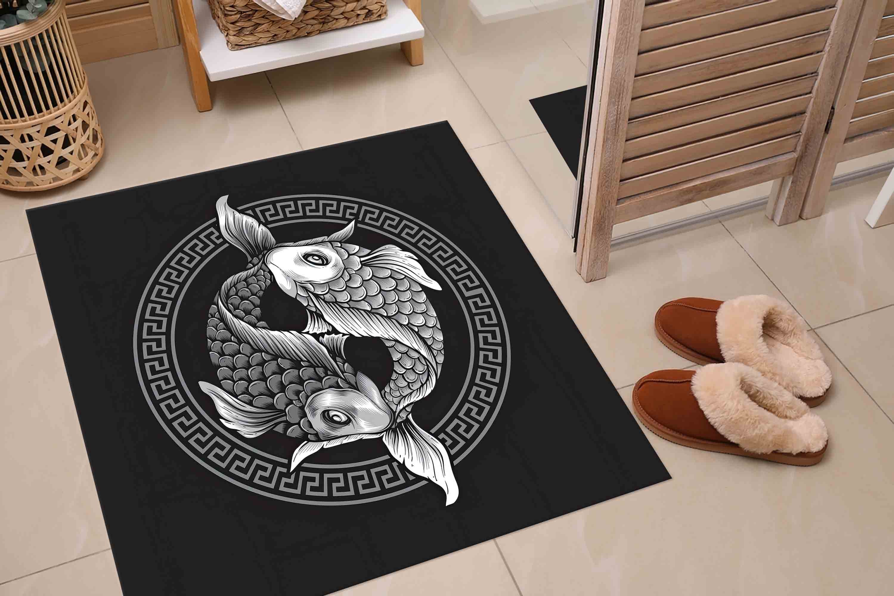 Koi Fish Rug Japanese Rug Zen Rugs Modern Rug Decorative Etsy