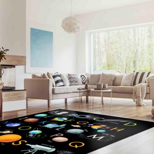 Floor Rug, Educational Alphabet Rug, Black Rugs, Educational Rugs, Pattern Rugs, Kids Rug, Kids Alphabet Rugs, Cute Rug, Kids Room Decor, image 4