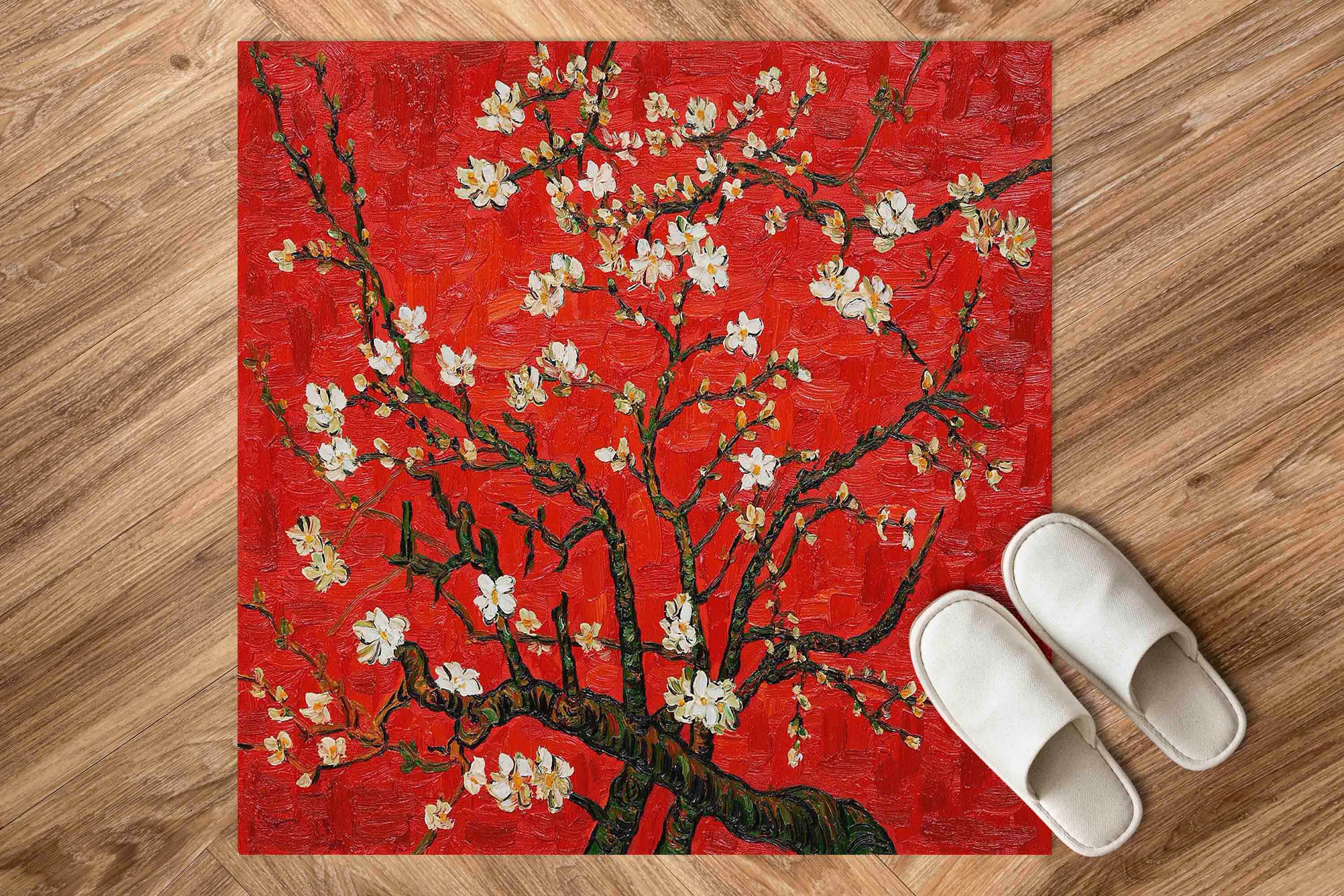 Vans Rugs Van Gogh Tree Painting Rug, the Blossoming Almond Tree Rug, Botanical ...