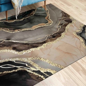 Brown Marble Rugs, Chenille Rugs, Modern Rugs, Home Decor Rug, Modern Marble Rugs, Thick Rugs, Wedding Rugs, Kitchen Rug, Area Rugs, image 1