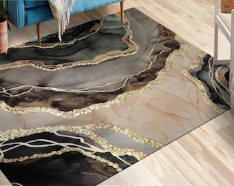 Brown Marble Rugs, Chenille Rugs, Modern Rugs, Home Decor Rug, Modern Marble Rugs, Thick Rugs, Wedding Rugs, Kitchen Rug, Area Rugs,