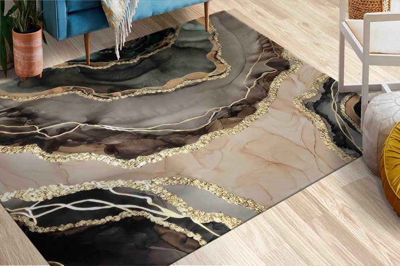 Brown Marble Rugs, Chenille Rugs, Modern Rugs, Home Decor Rug, Modern Marble Rugs, Thick Rugs, Wedding Rugs, Kitchen Rug, Area Rugs, image 1