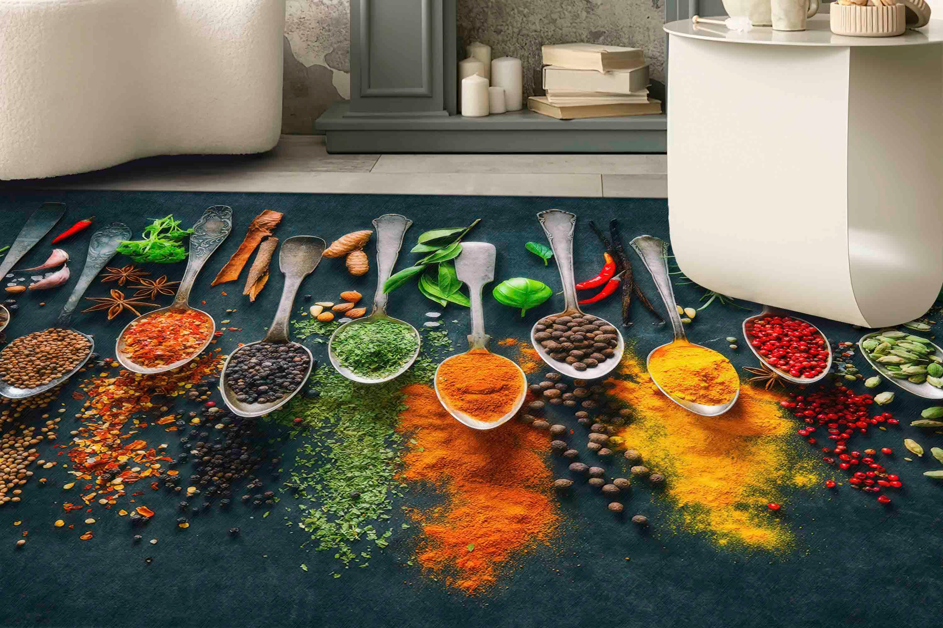 Spice Rug Kitchen Rugs, Indian Spices Rug, Spices Kitchen Rugs, 3D Printed Rugs ...