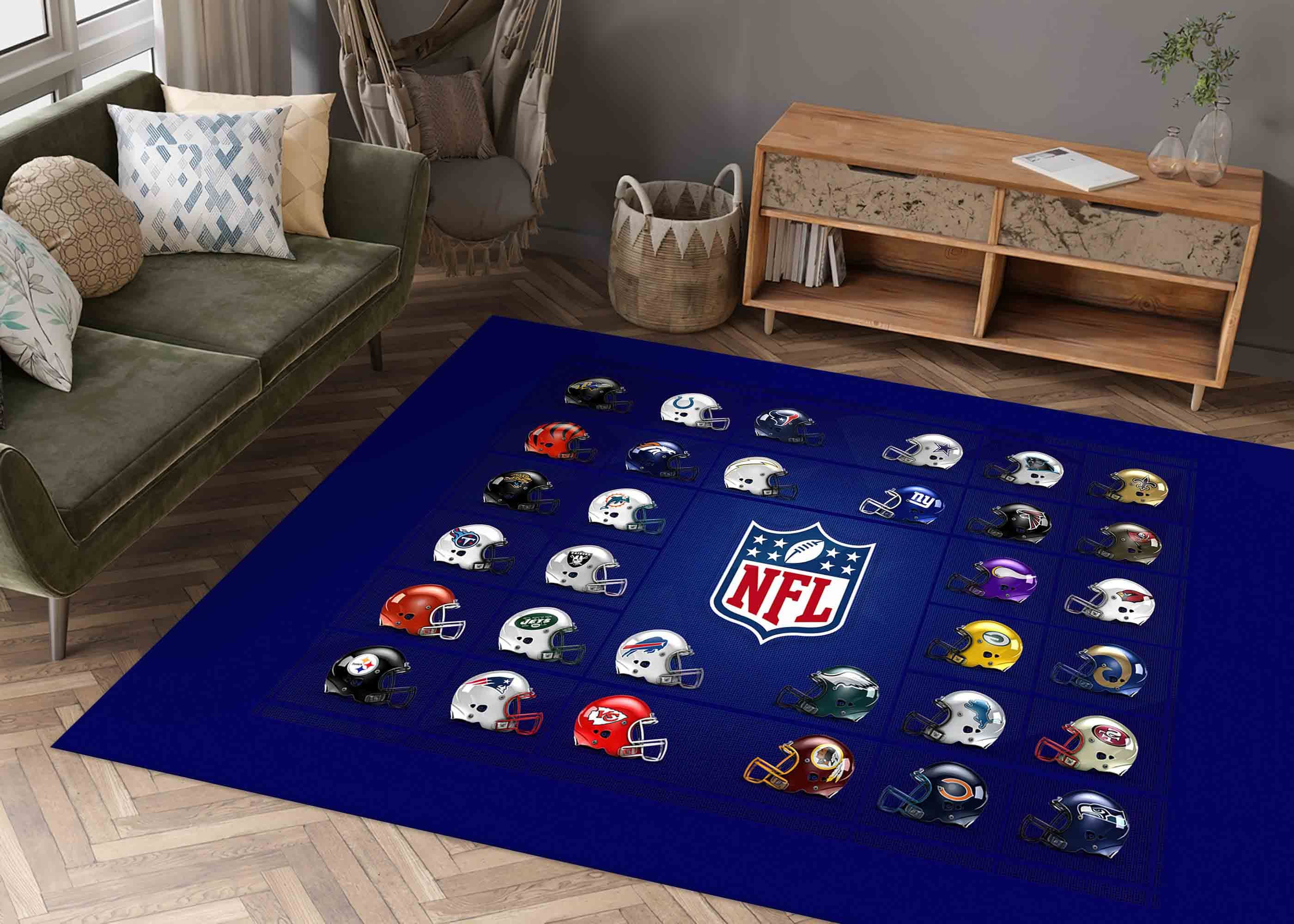 BOFZ チーム ラグ マット 古着 青 NFL ペイトリオッツ アメフト
