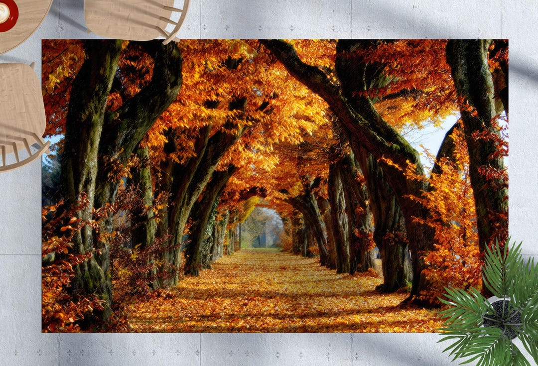 Autumn Tree Landscape Rug, Tree Landscape Rugs, Autumn Landscape Rugs ...