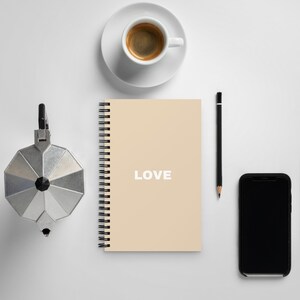 Love Journal, Beige Spiral Notebook, Love Diary, Love Affirmations Notebook