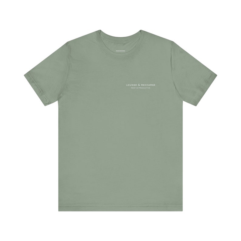 T-shirt unisex a maniche corte Lounge & Recharge, T-shirt sostenibile consapevole, T-shirt super comoda unisex, maglietta versatile, maglietta essenziale immagine 5
