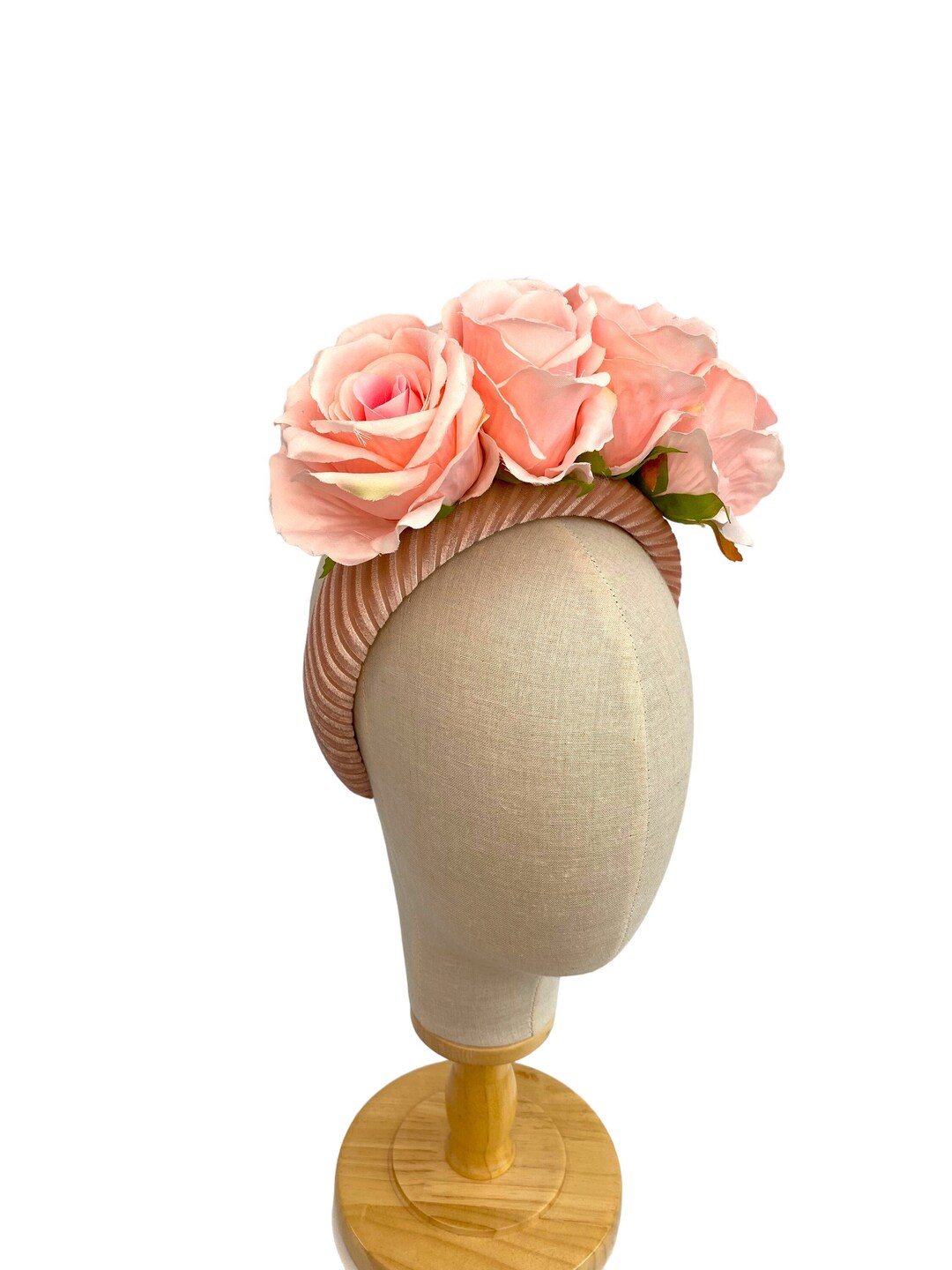 Light Pink Rose Flower Crown Fascinator Blush Pink Headband Etsy