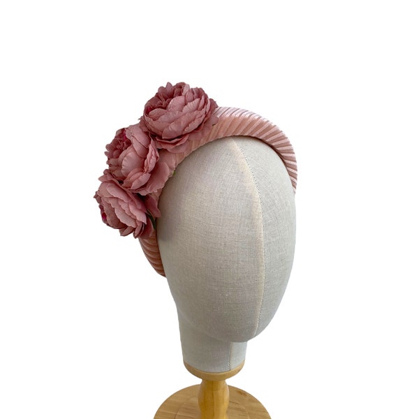 Blush Pink Peony Floral headband Flower Fascinator For Wedding Guests Ascot Races Halo Mother of The Bride Fascinators Headpiece