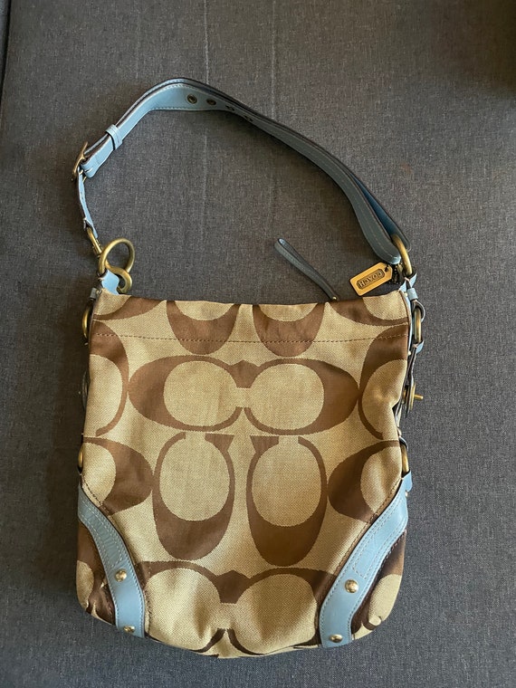 90s Coach Purse Blue and Tan