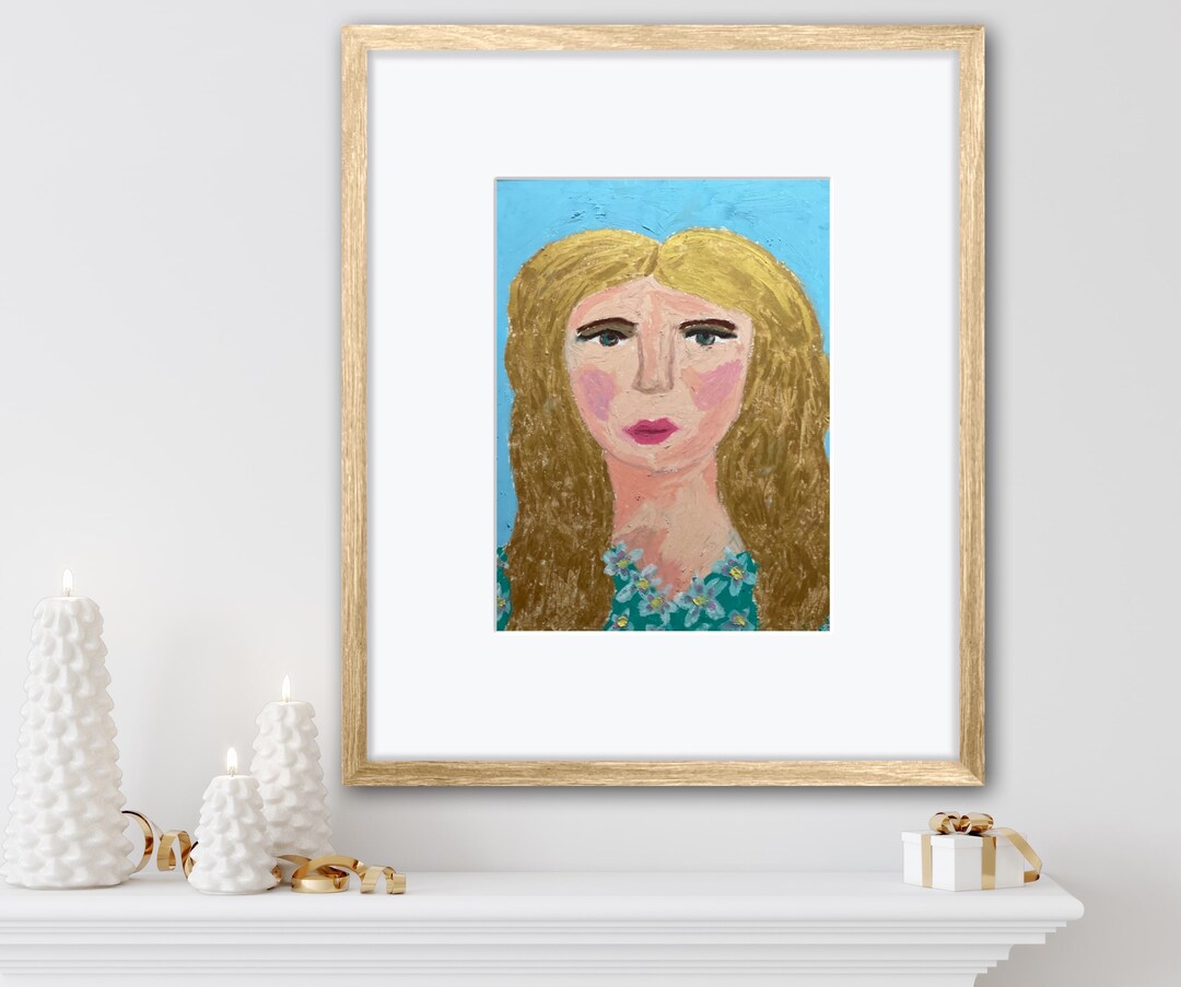 Original Oil Pastel Portrait: Colorful Hand-drawn Wall Art (9x12 In) - Etsy