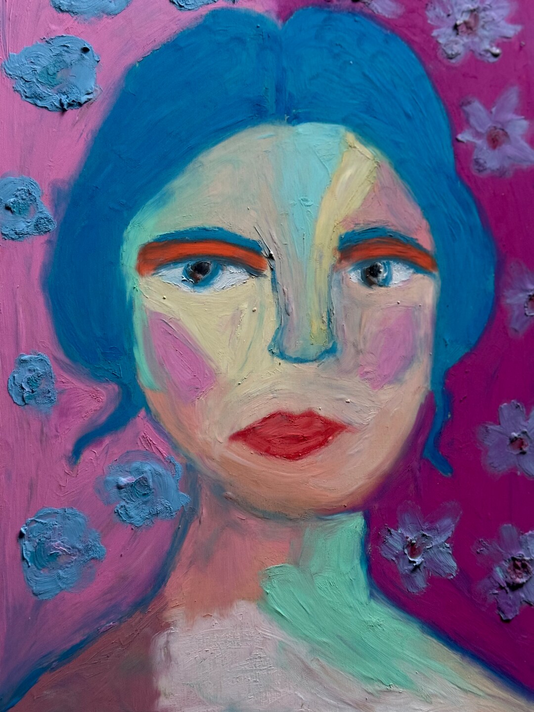 Oil Pastel Hand Drawn Art Portrait, Colorful, Wall Art, Decoration, Gift 9 In. X 12 In. on a