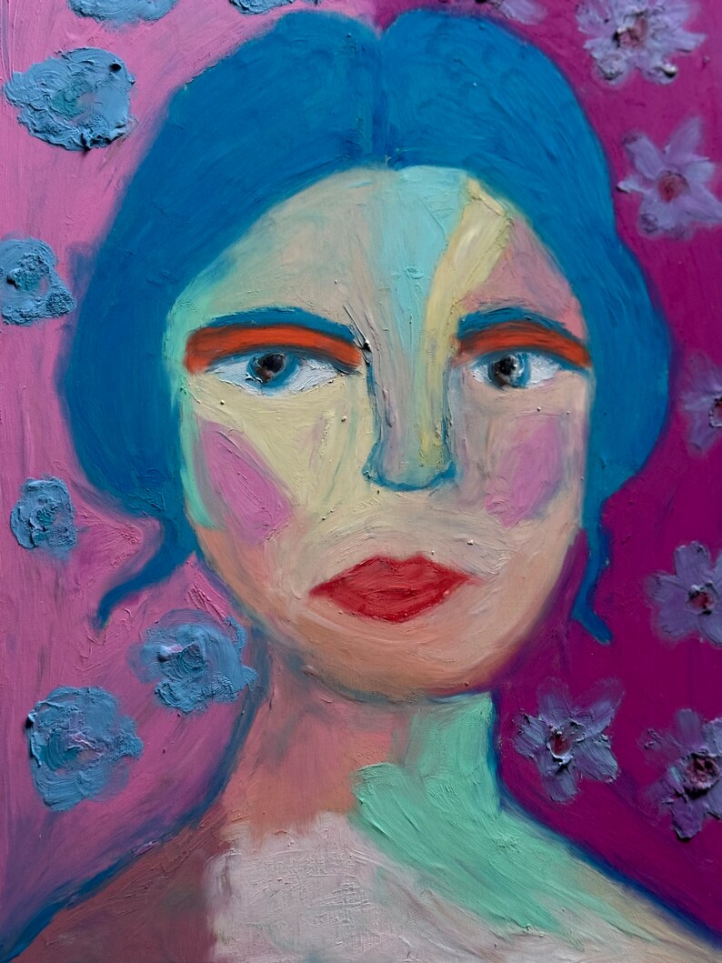 Oil Pastel Hand Drawn Art Portrait, Colorful, Wall Art, Decoration