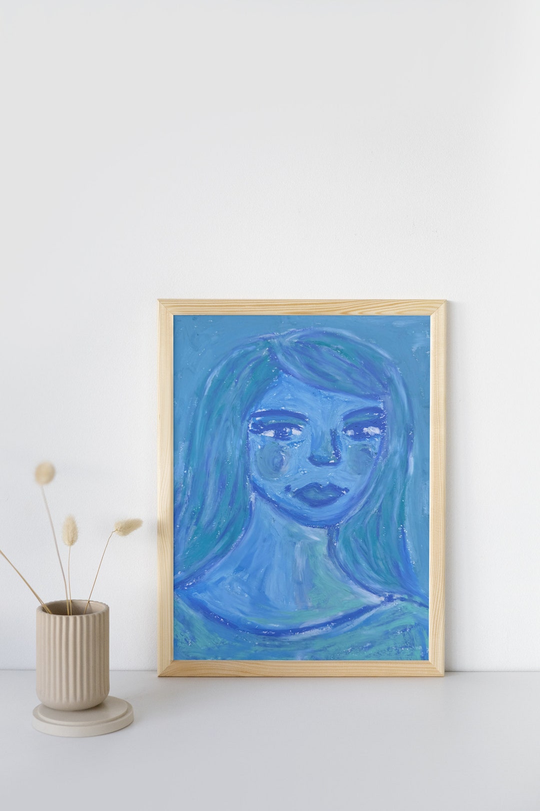 Original Oil Pastel Portrait: Colorful Wall Art (9x12 In) - Etsy