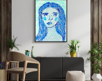 Oil Pastel Hand Drawn Art - Original Drawing, One of a Kind, Home Decor, Gift 9 in. x 12 in.- "Ciara”