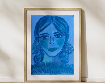 Oil Pastel Hand Drawn Art - Original Drawing, One of a Kind, Home Decor, Gift 9 in. x 12 in.- "Luisa”