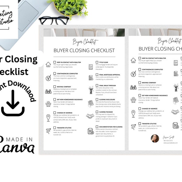 Buyer Closing Checklist| Real Estate Marketing| Homebuyer| Realtor Marketing| Real Estate| 1st Time Homebuyer | Buyer Closing Packet