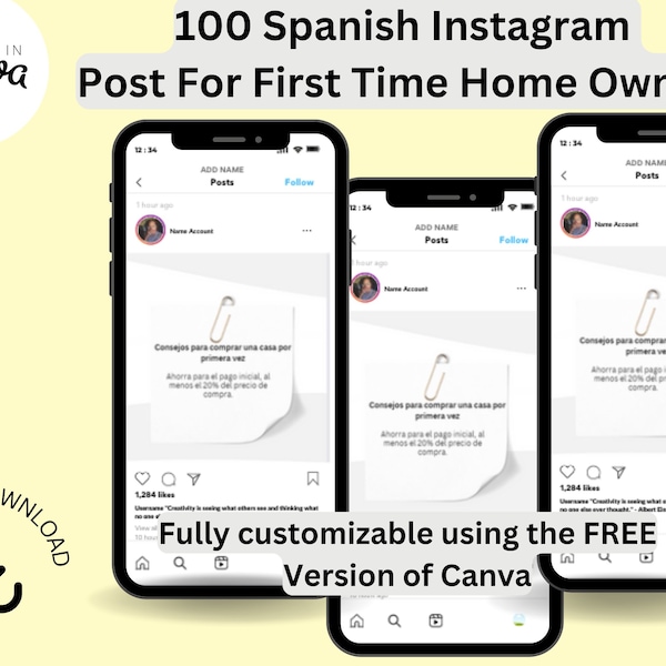 100 Spanish Instagram Post for first time HomeBuyers  Social Media Marketing, Realtors,Instagram Templates | consejos para comprar una casa