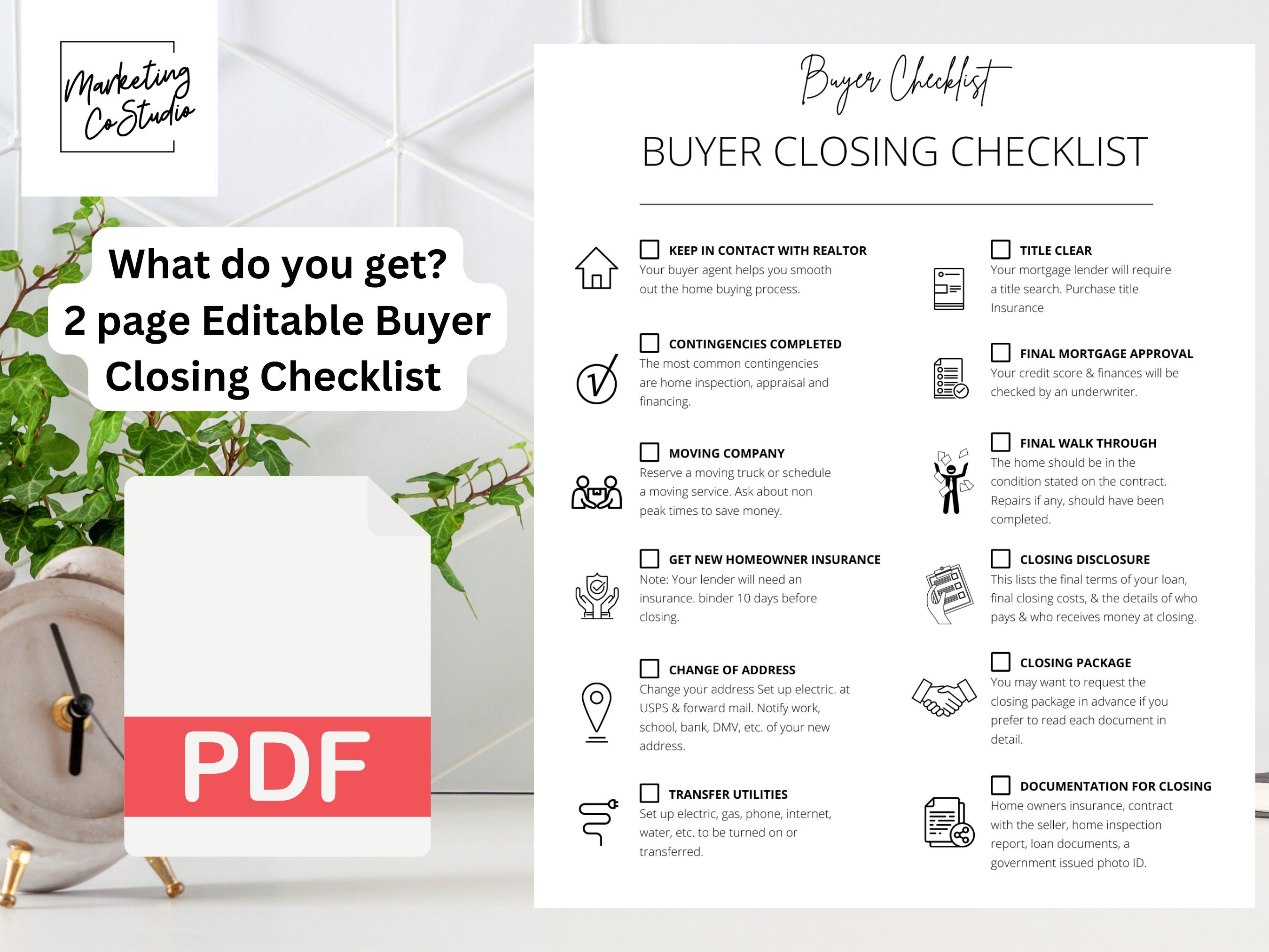 Buyer Closing Checklist| Real Estate Marketing| Homebuyer| Realtor ...