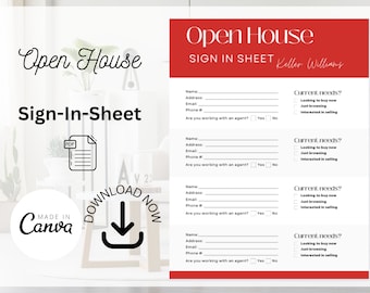 Keller Williams Open House Sign-In Sheet | Immobilienmarketing | Sofort Download | PDF | KW Open House Sign-In Sheet| bienes raíces