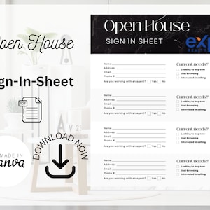 EXP Open House Sign-In Sheet | Real Estate Marketing | Instant Download | PDF | Sign In Sheet | Real Estate Agent | Real Estate EXP Realtors