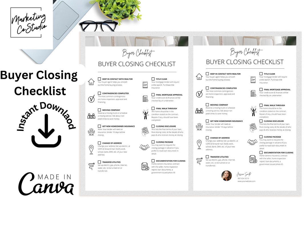 Buyer closing checklist real estate marketing homebuyer realtor
