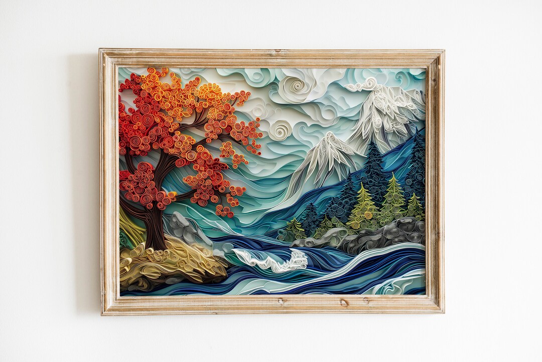 Quilling Art, Paper Quilling Landscape Art, Gifted Artful Wall Art, 3D