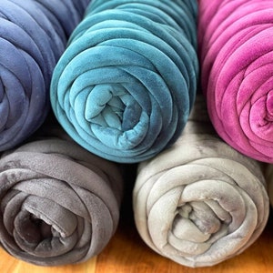 Velvet Giant Yarn, Jumbo Velvety Tube Yarn, Chunky Yarn, for Arm knitting, Hand Knitting, DIY handmade weighted blanket, pouf, pet bed