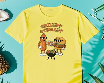 T-shirt pour grillades et détente : t-shirt amusant pour cuisiner au barbecue