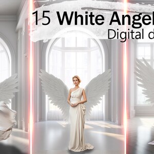 15er Pack Bundle mit großen weißen Engelsflügeln Digital Back Drop, Mutterschaft Backdrop Overlays, Studio Backdrops, Fotoshooting, Canva Elements