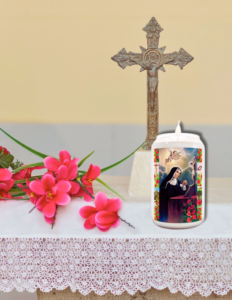 Candle of St Rita, Patron Saint of Abused Women, Mourning Wives