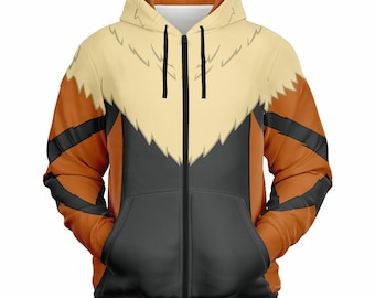 Sudadera con capucha y cremallera con estampado de perro de fuego peludo