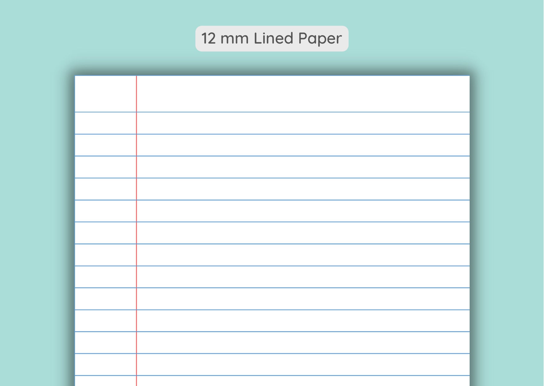 Set of 5 Colored Printable Lined Paper With Vertical Line | 15 ...
