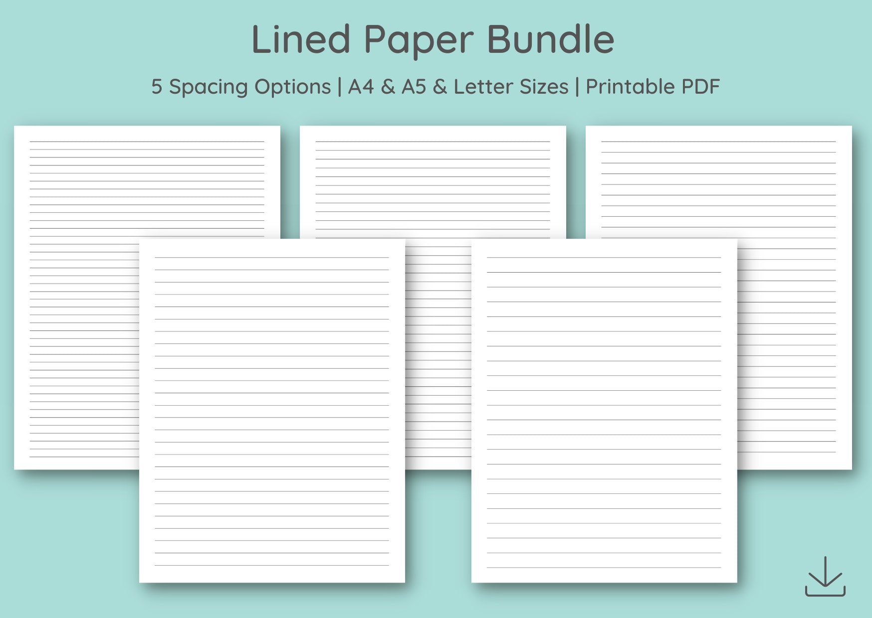 Printable Lined Paper. Wide Ruled Paper. College Ruled Paper