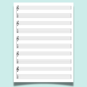 Conjunto de 6 paquetes de partituras de guitarra imprimibles / 18 plantillas / Papel musical de tablatura de acordes de guitarra / Tablatura de guitarra / A4, A5, Carta PDF Descargar imagen 4