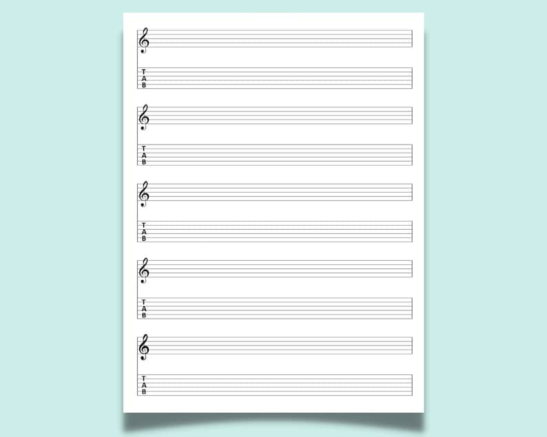 Set of 6 Printable Guitar Music Sheet Bundle 18 Templates Guitar Chord Tab Music Paper Guitar Tablature A4, A5, Letter PDF Download zdjęcie 4