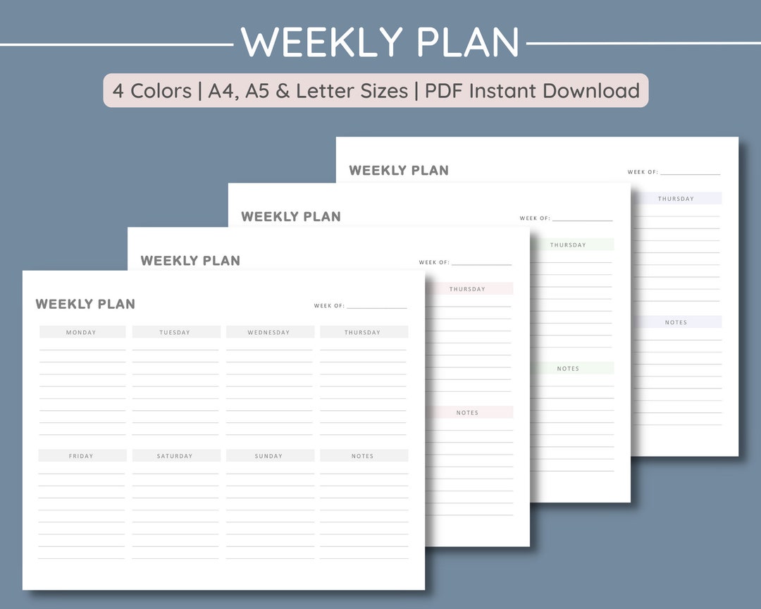 Weekly Plan Lined Week Planner Printable Weekly To-do List Minimalistic ...