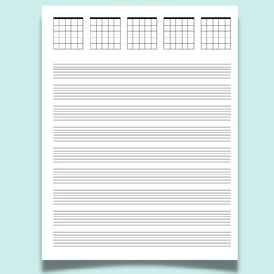 Set of 6 Printable Guitar Music Sheet Bundle 18 Templates Guitar Chord Tab Music Paper Guitar Tablature A4, A5, Letter PDF Download zdjęcie 3