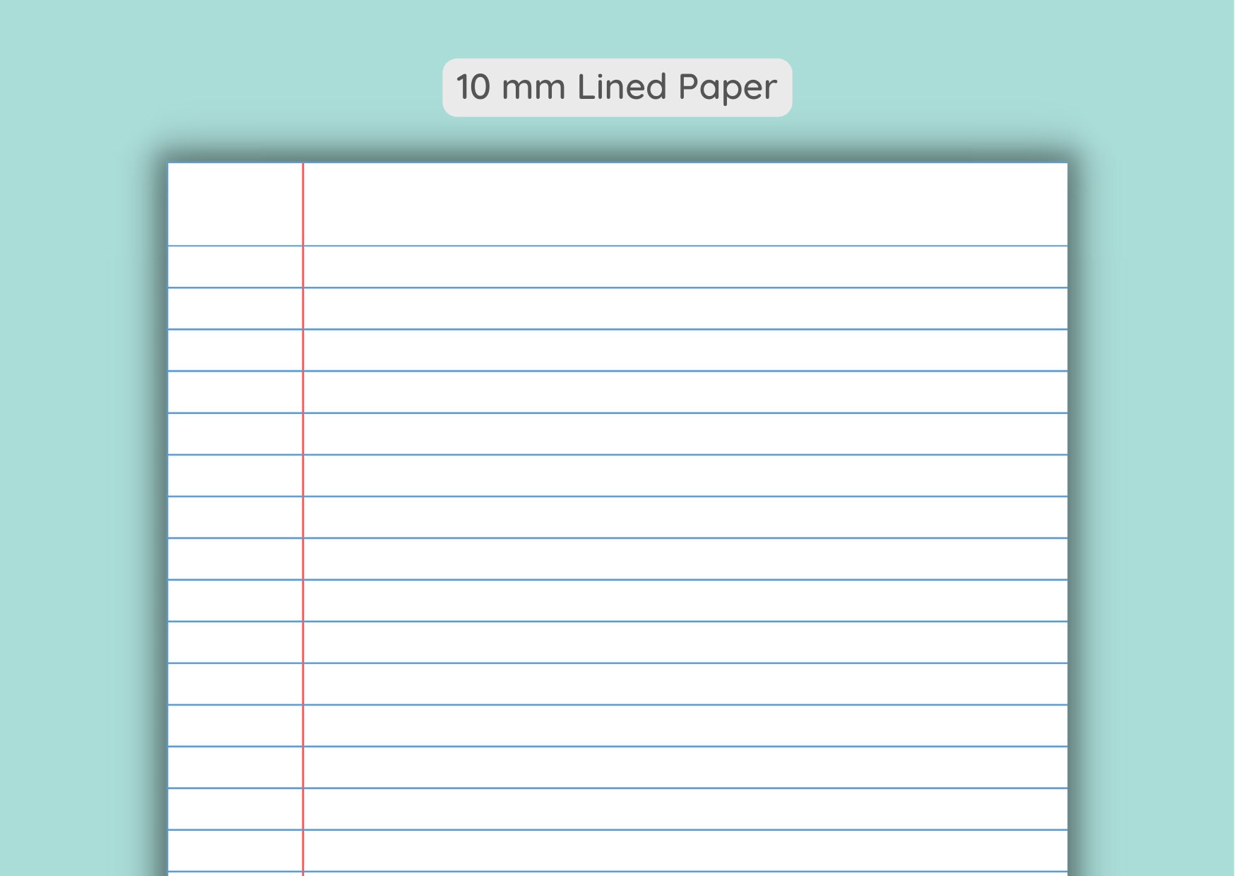 Set of 5 Colored Printable Lined Paper With Vertical Line | 15 ...