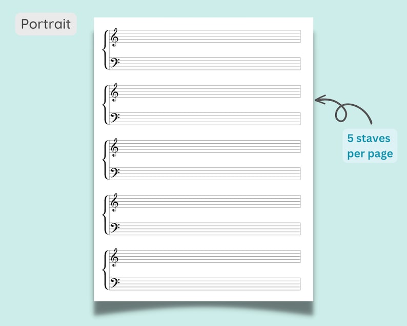 Printable Sheet Music Paper Music Sheets Digital Manuscript Paper Piano ...